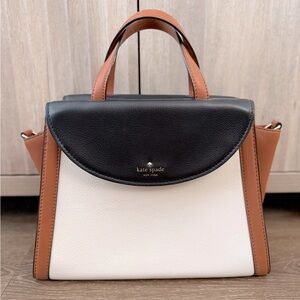 Kate Spade Satchel Top Handle Crossbody Large White Black Brown